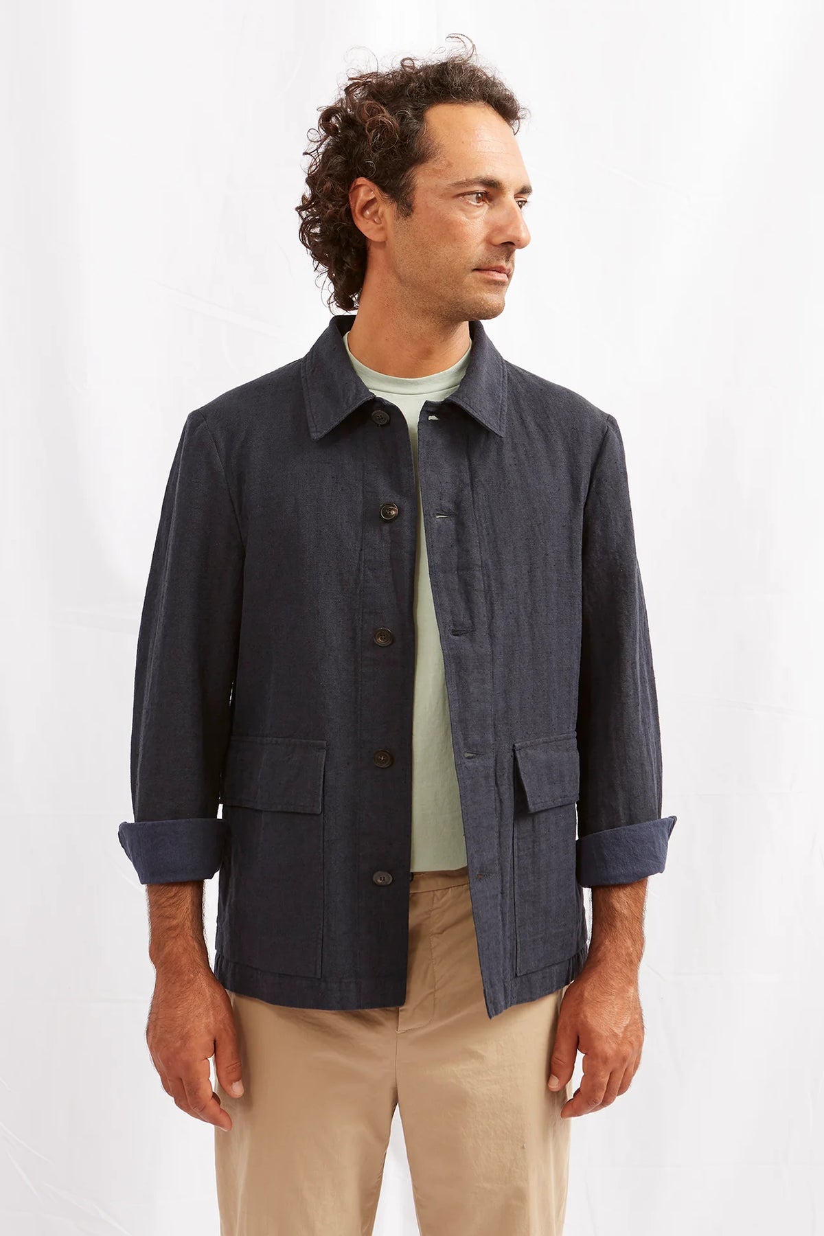 ABCL Garments Teodoro Hemp Cotton Grey/Green 3136 Jacket