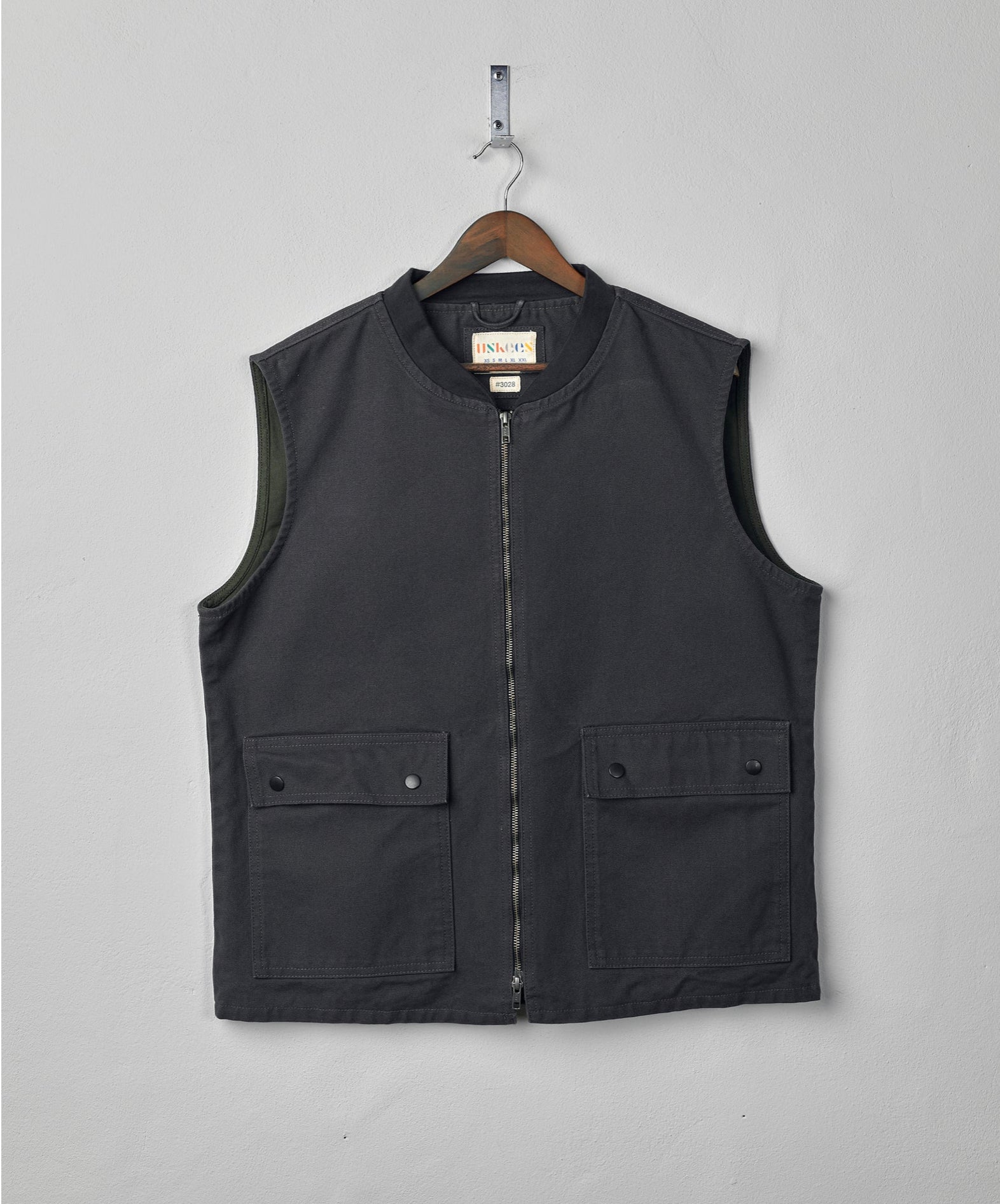USKEES #3028 Canvas Vest With Flap Pockets - Charcoal