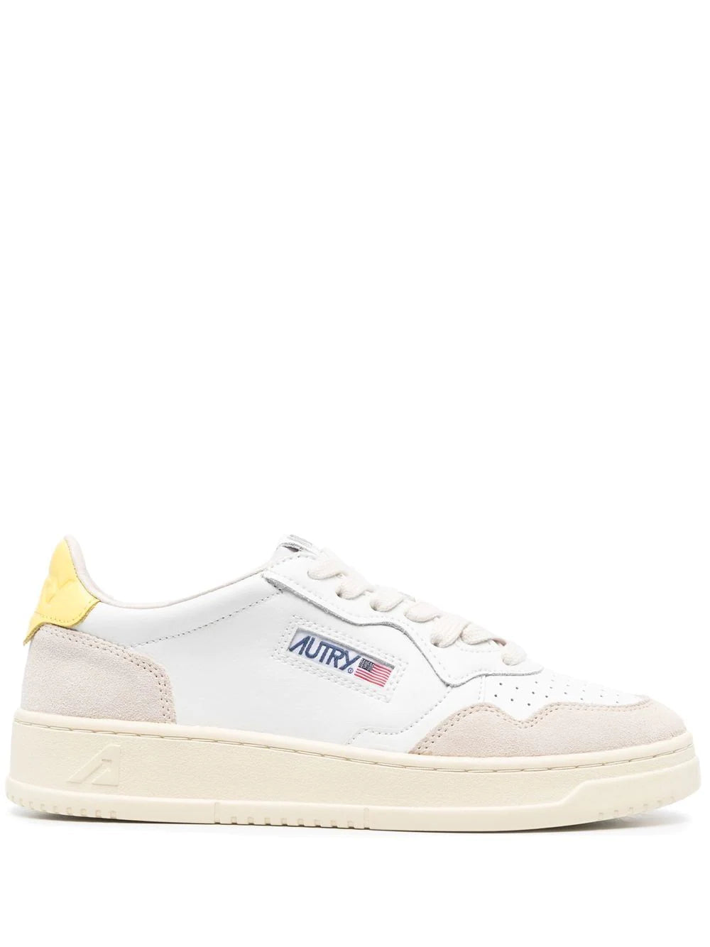 Medalist Low Leather/Suede White & Lemon Grass - AUTRY ACTION TRAINERS