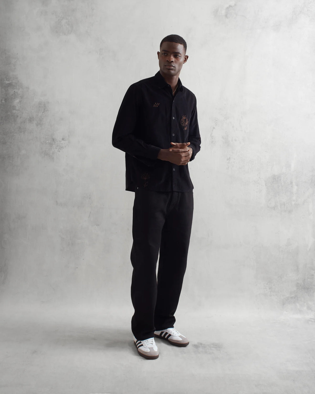 WAX LONDON CLOTHING Trin Shirt Black Doodle Cord