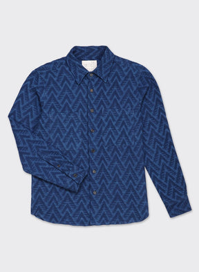 KARDO DESIGN Alok Jacquard Weave Long Sleeve Shirt - Navy