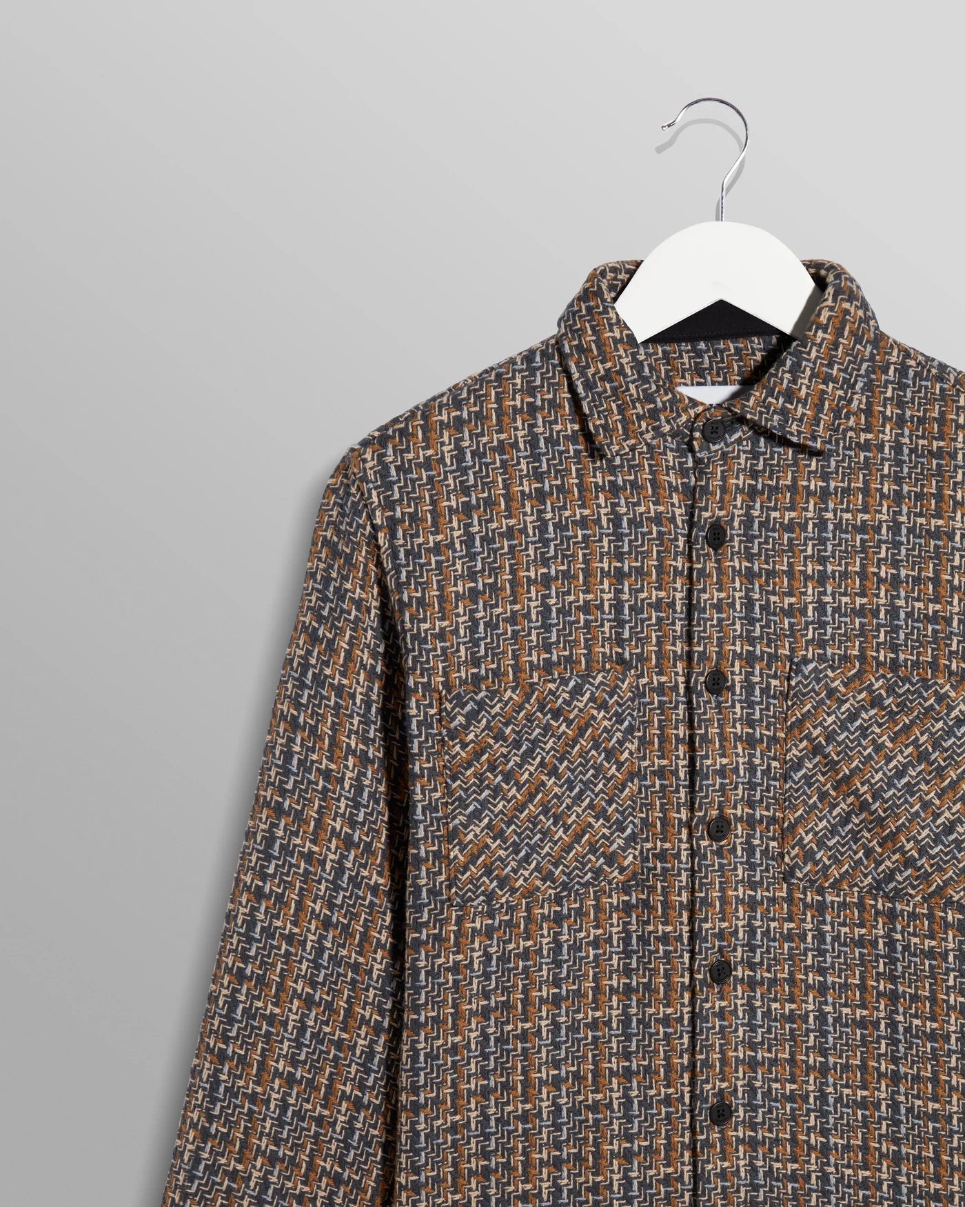 WAX LONDON CLOTHING Whiting Overshirt -Eden Check Charcoal