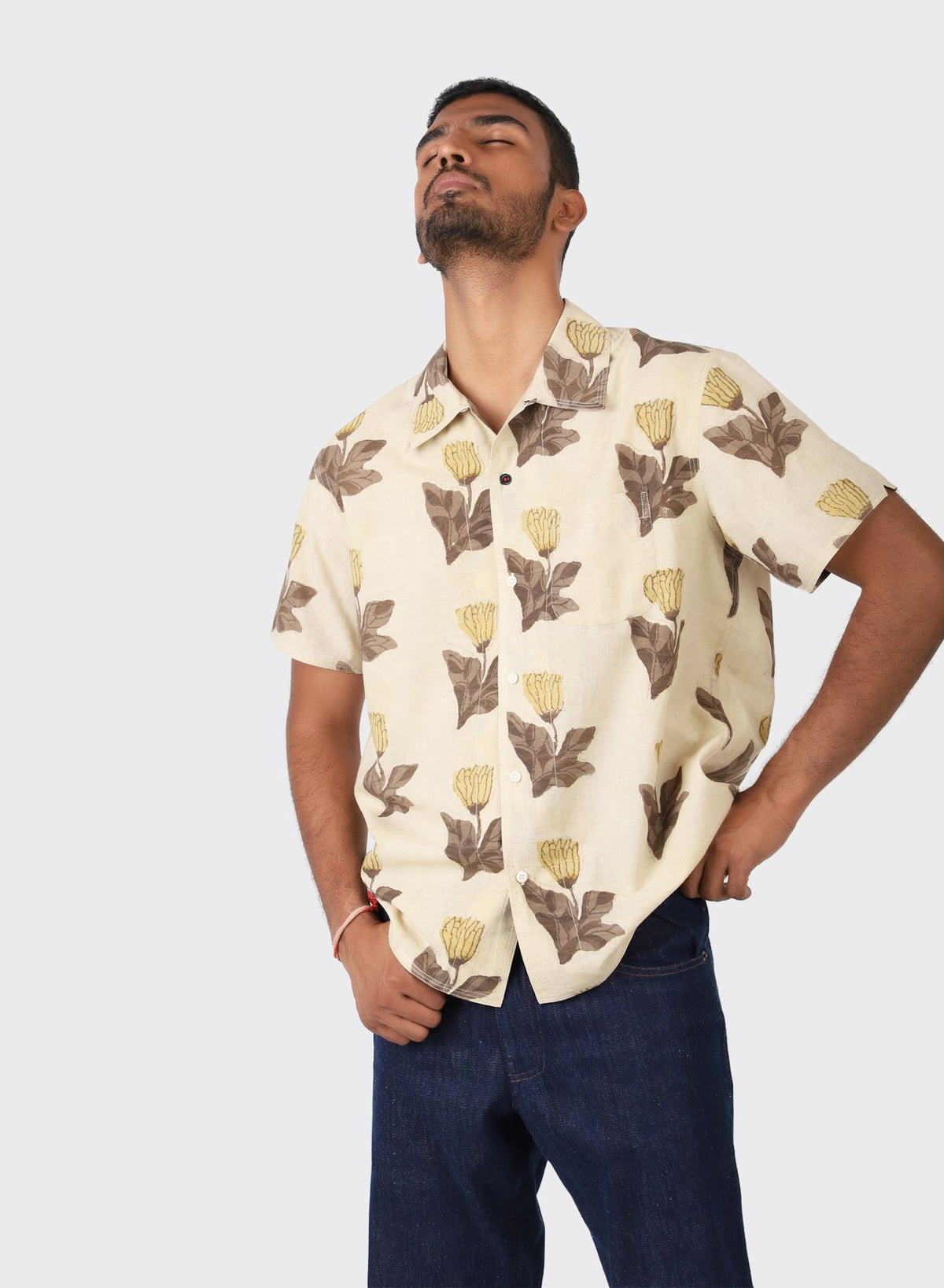 Kardo Design Flower Chintan Boxy Fit Open Collar Shirt