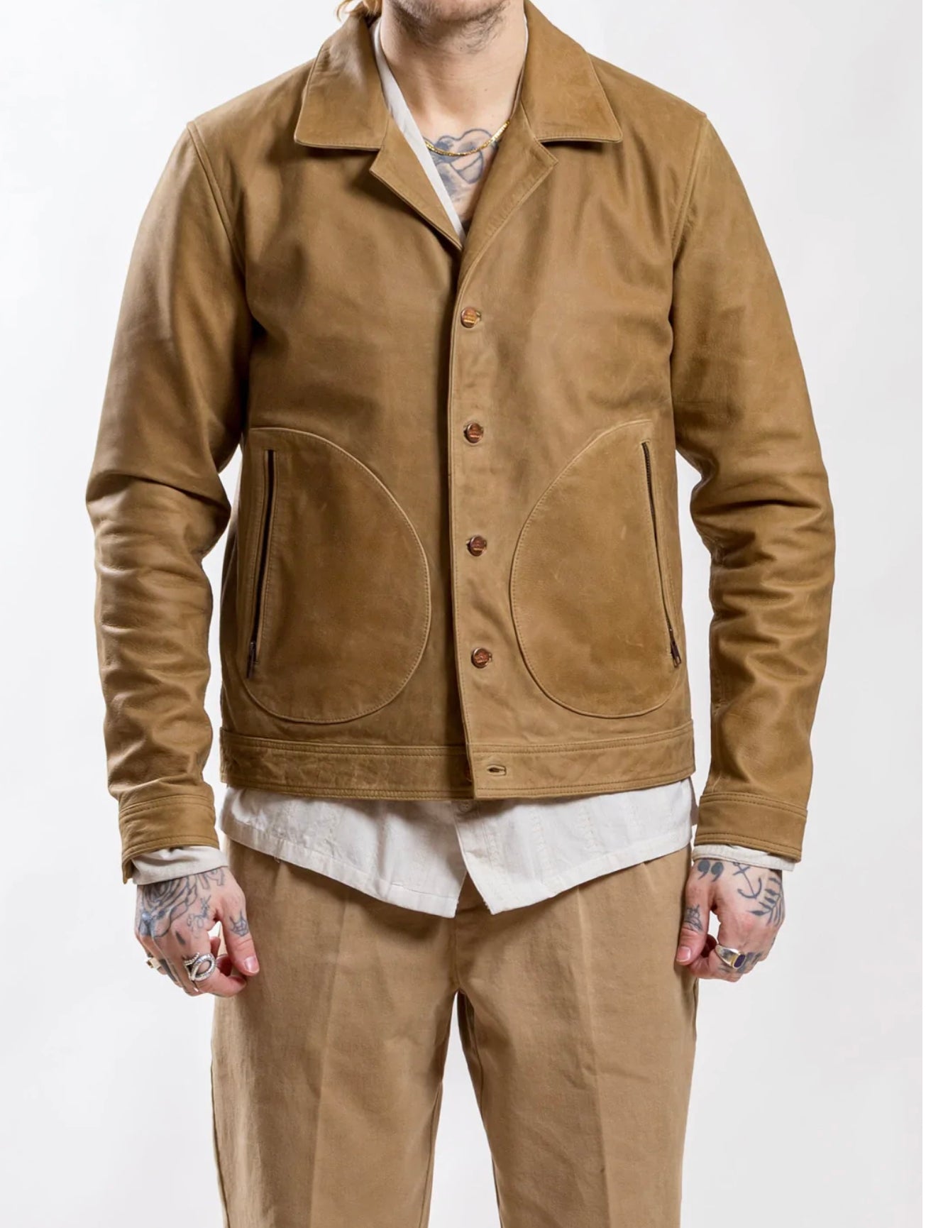 Uncle Bright Murdock Dark Camel  Leather Jacket (Excluded from Discount Codes)