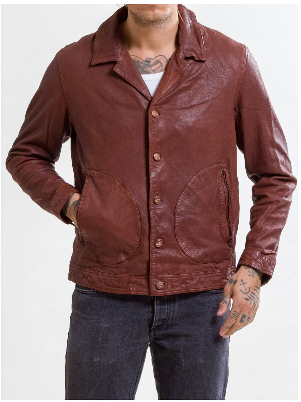 Uncle Bright Murdock Brown Leather Jacket (Excluded from Discount Codes)