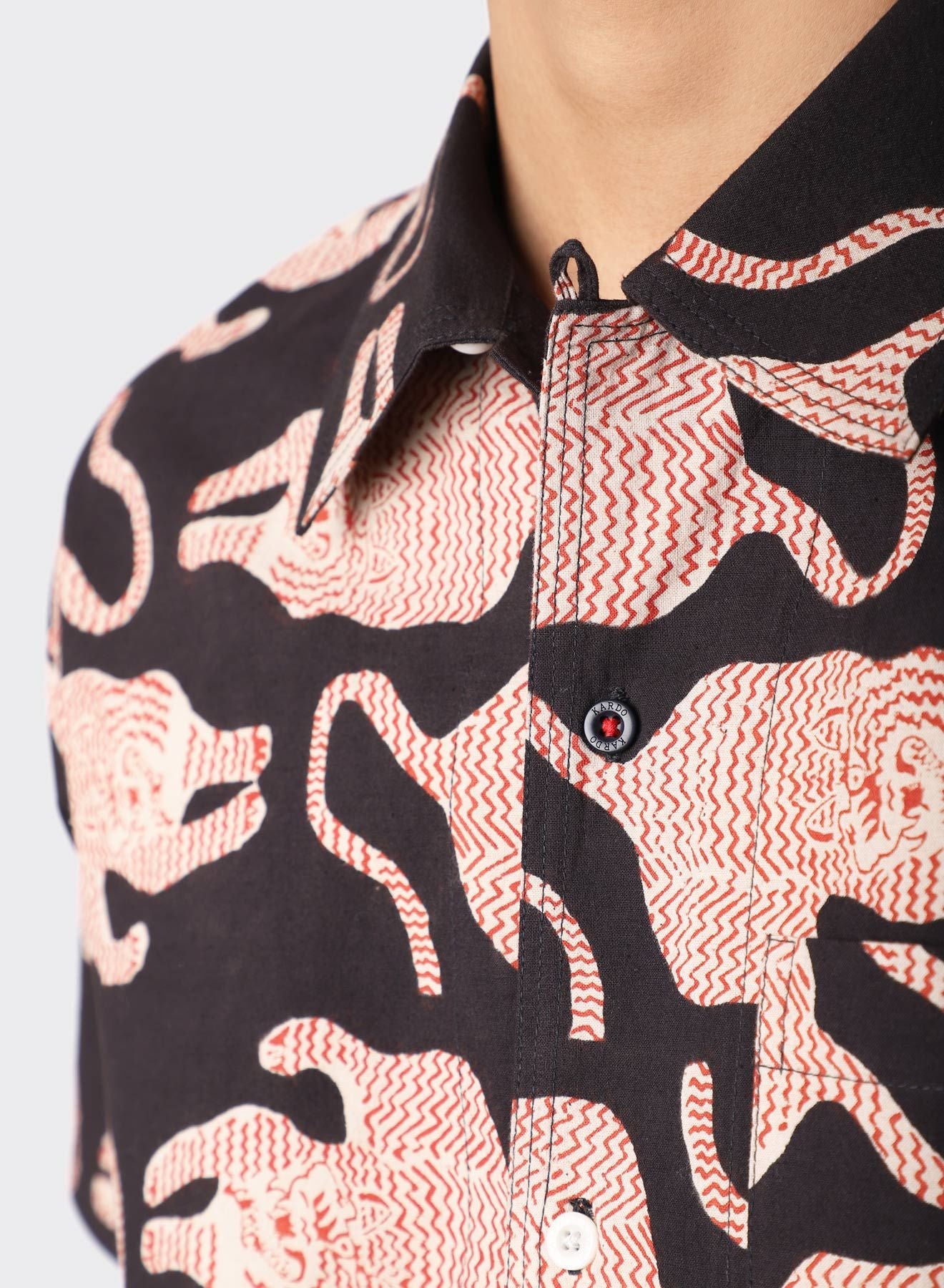 Kardo Design Tiger Chintan Boxy Fit Open Collar Shirt