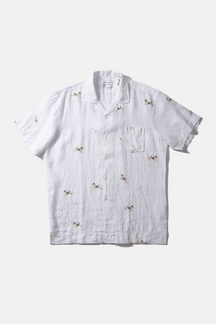 Edmmond Studios Oddie Schnauzer Dog White Linen S/S Shirt