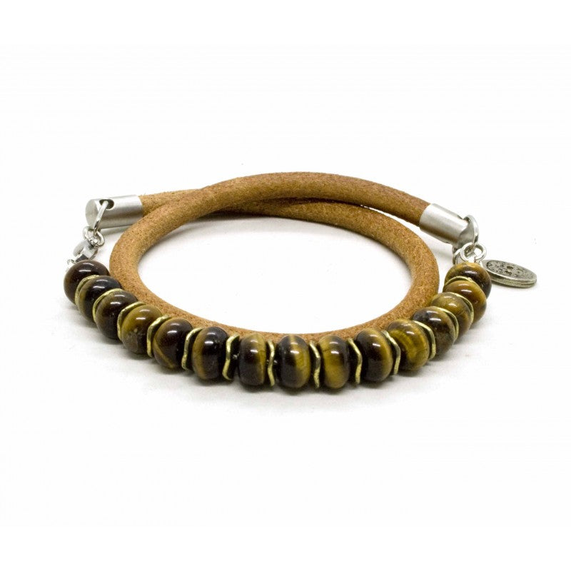 Blackpearl Creations Tiger Eye Bead & Leather Bracelet , Bracelets, Black Pearl, Working Title