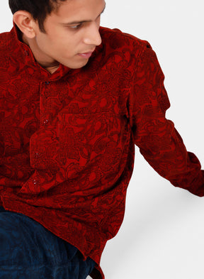 Kardo Fred Floral Block Printed Cord Shirt , Long Sleeve Shirts, Kardo, Working Title