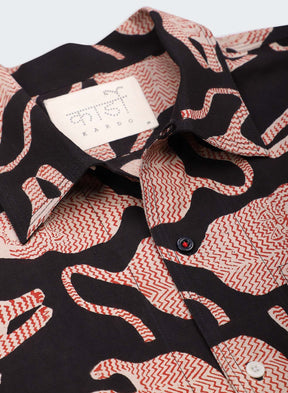Kardo Design Tiger Chintan Boxy Fit Open Collar Shirt