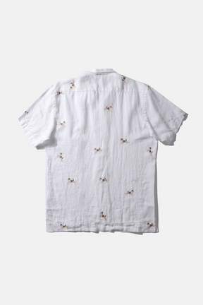 Edmmond Studios Oddie Schnauzer Dog White Linen S/S Shirt