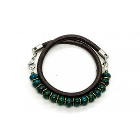 Blackpearl Creations Chrysocolle Bead & Leather Bracelet , Bracelets, Black Pearl, Working Title