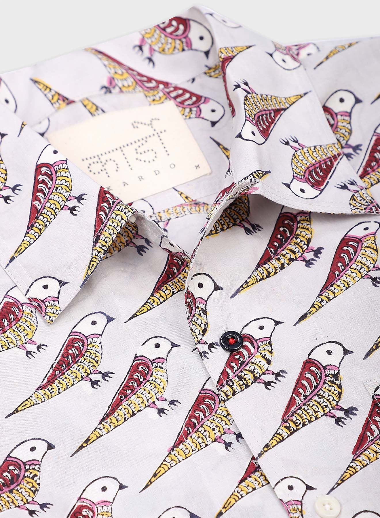 Kardo Design Bird Chintan Boxy Fit Open Collar Shirt