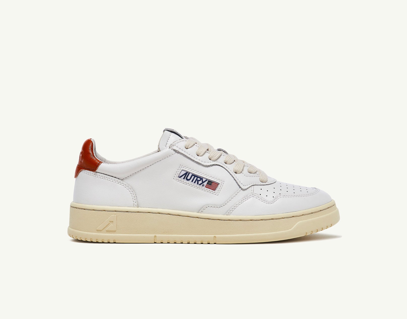 Autry Action Shoes Low Man Leather - White & Rust (Excluded from discount) , Trainers, Autry, Working Title