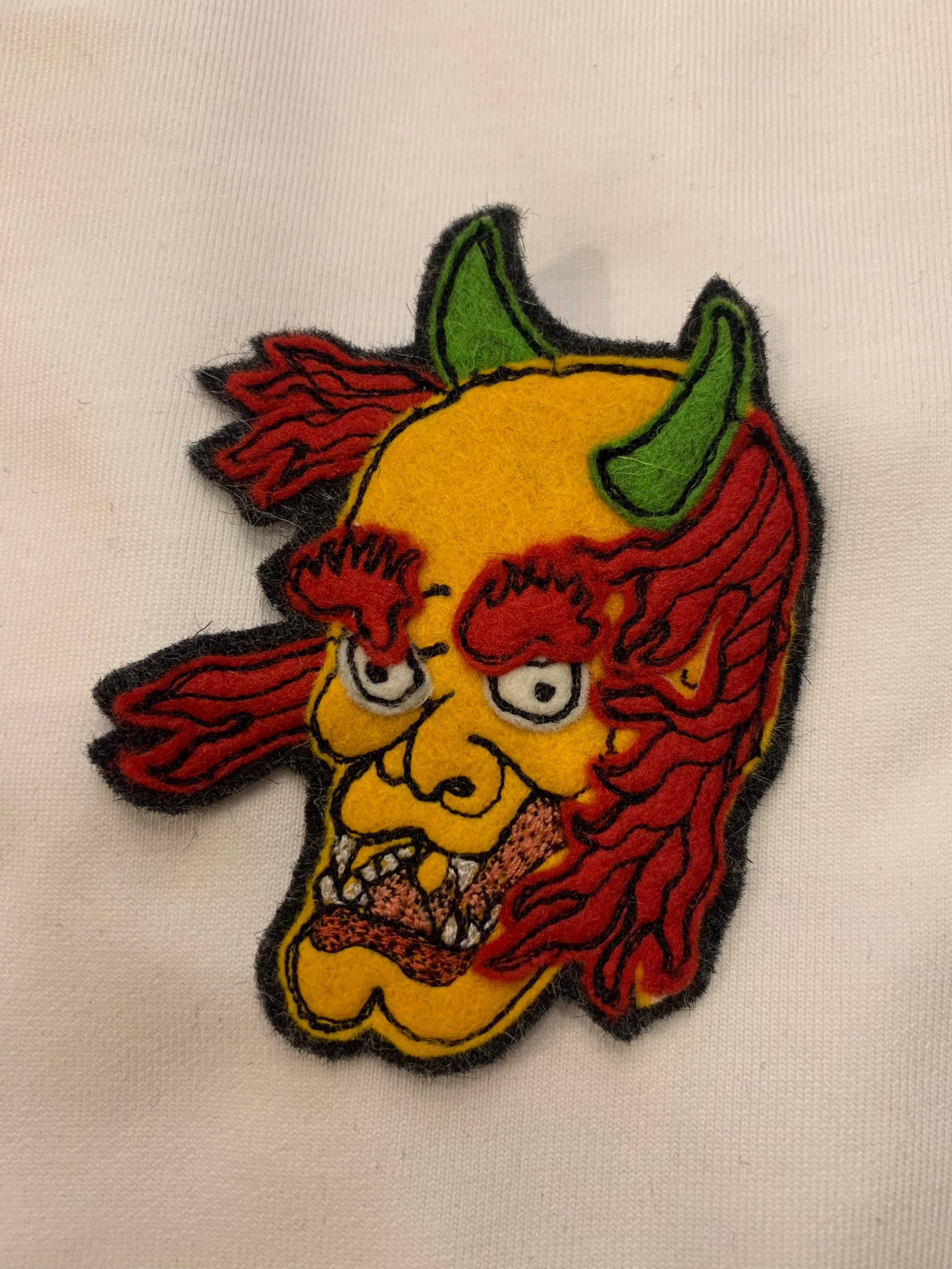 Japanese Demon God Face Hand Stitched Patch (Working Title exclusive) , Patch, Art + Object, Working Title