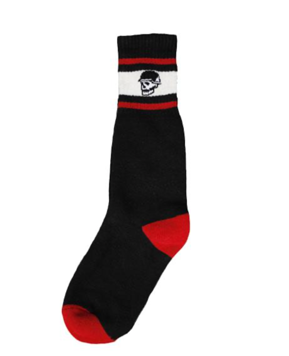 Left Field NYC Skull Tube Socks - Black/Red Stripe
