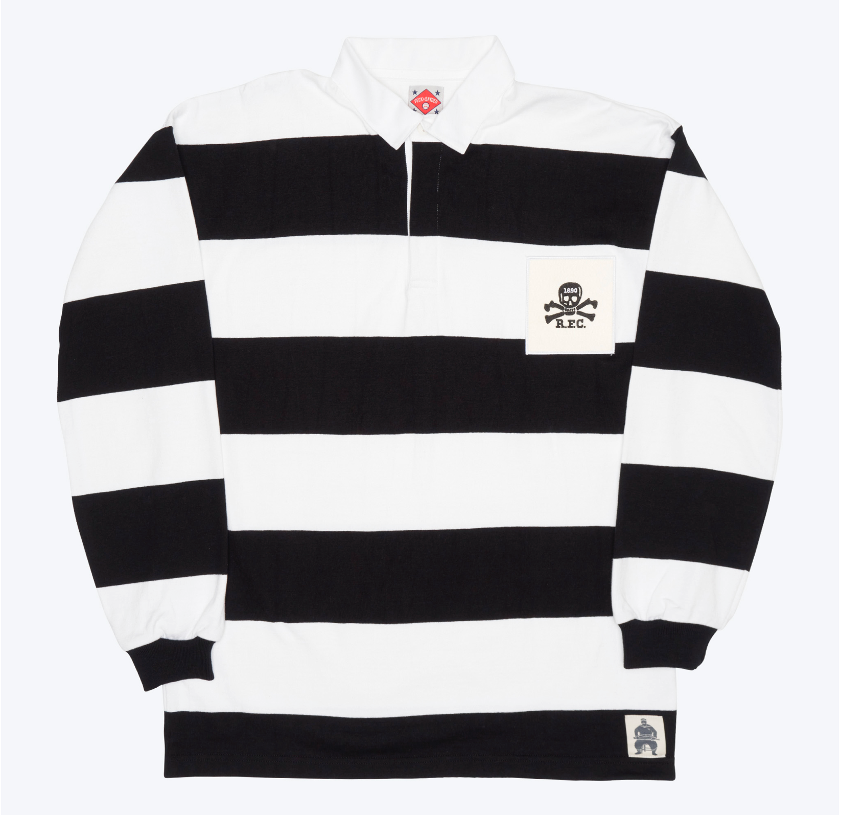 Peck and Snyder Rugby Barbarians Black & White Stripe Polo Shirt