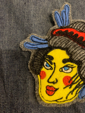 Japanese Geisha Inspired Face Hand Stitched Embroidered Patch (Working Title exclusive) , Patch, Art + Object, Working Title