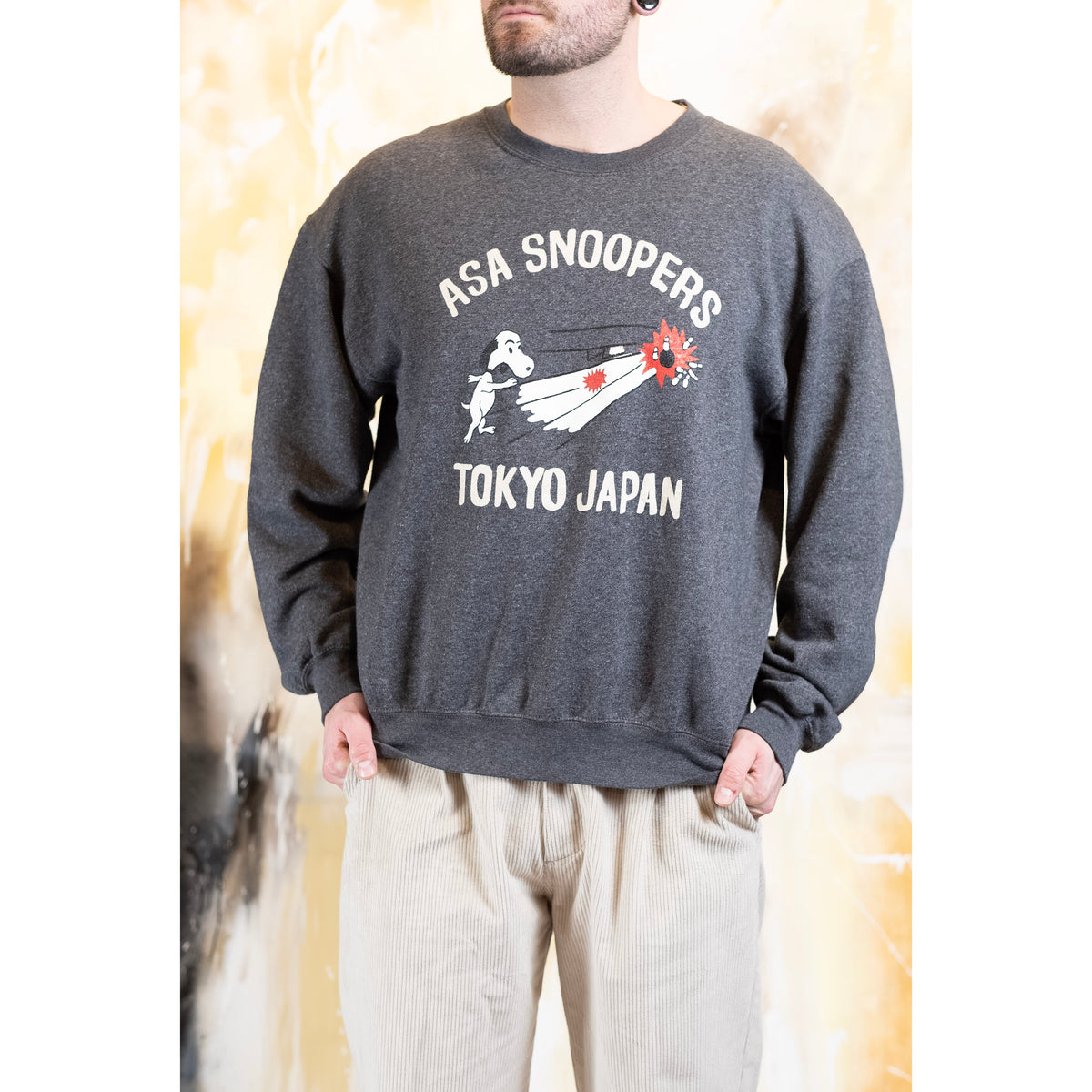 Wild Donkey Japan Vintage Style Sweatshirt - Snoopy Snoopers Bowling (Grey)