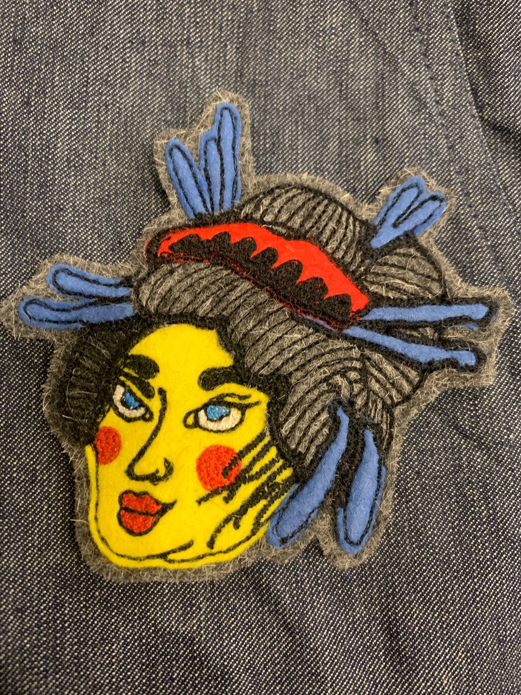 Japanese Geisha Inspired Face Hand Stitched Embroidered Patch (Working Title exclusive) , Patch, Art + Object, Working Title